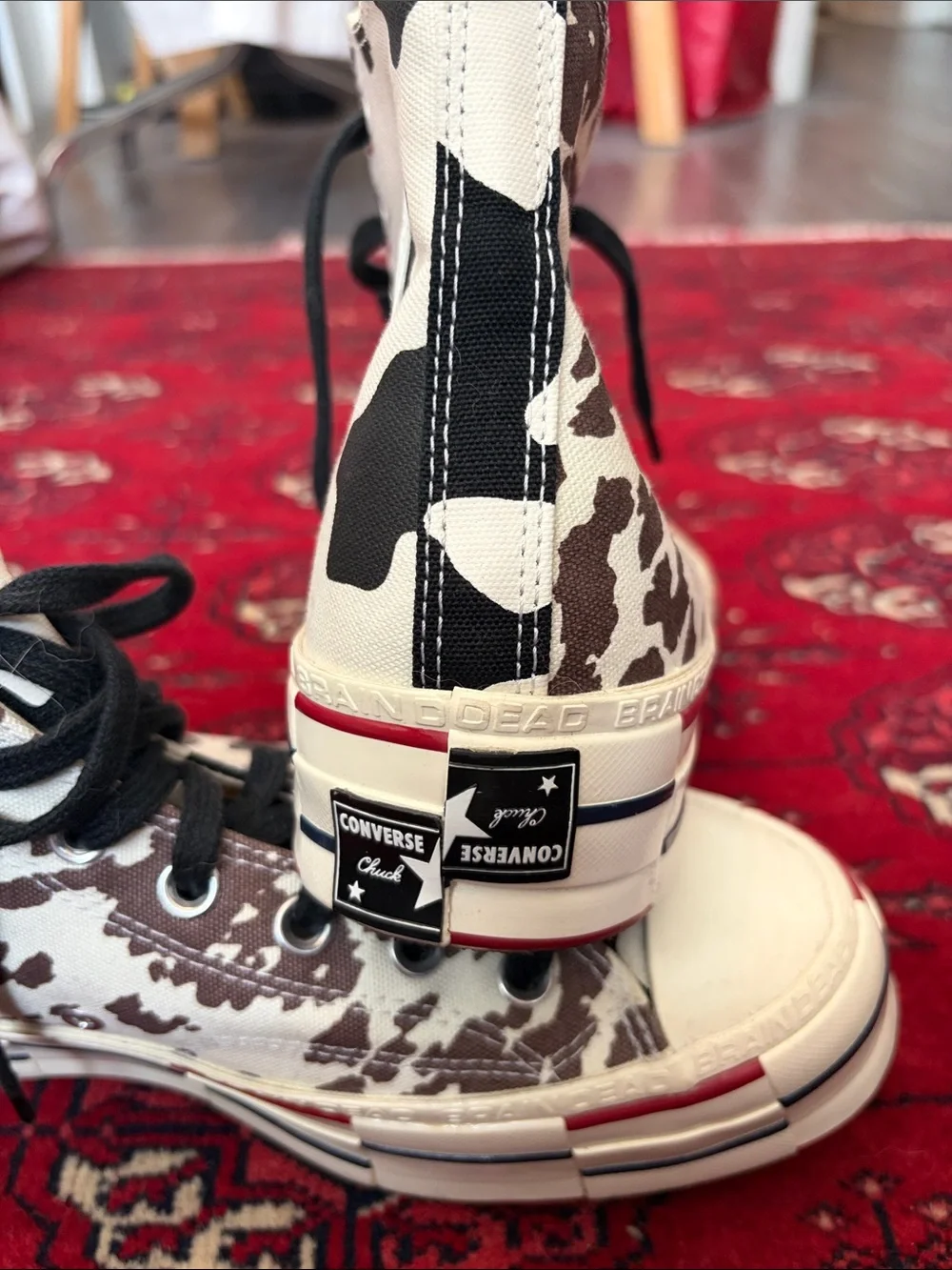 Converse High-Top Chuck Taylor/Brain-Dead Cow Print. men9 women 11 New w/o box.